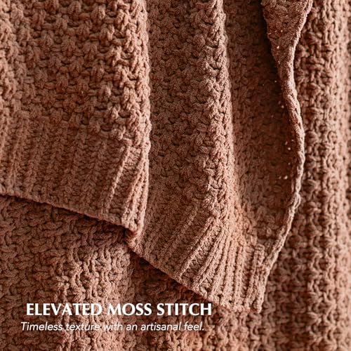 EVERGRACEHOME Chunky Chenille Knit Throw Blanket, 60 x 80, Terracotta Clay