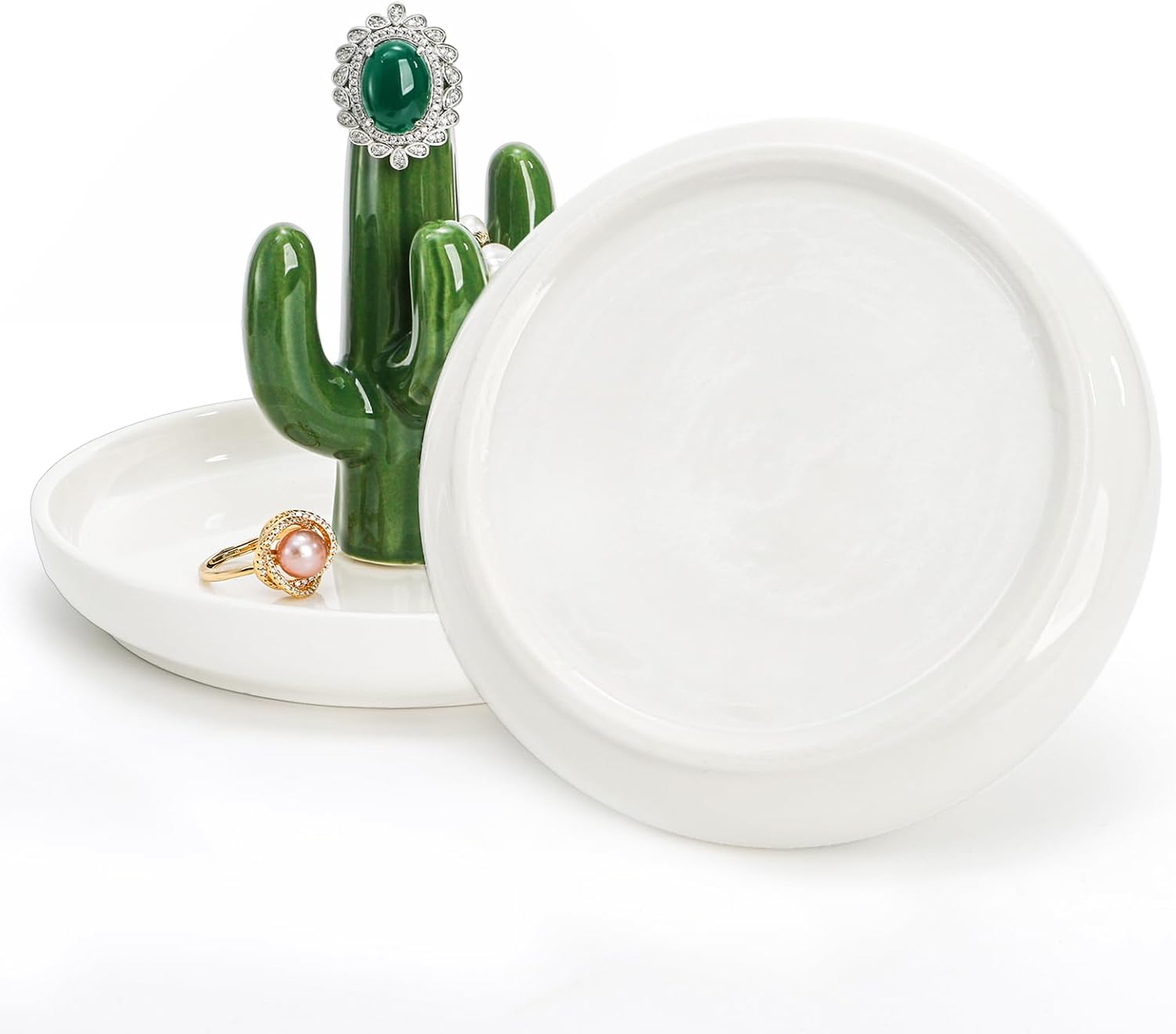 Ceramic Ring Holder Dish / Aloe & Cactus / Set of 2