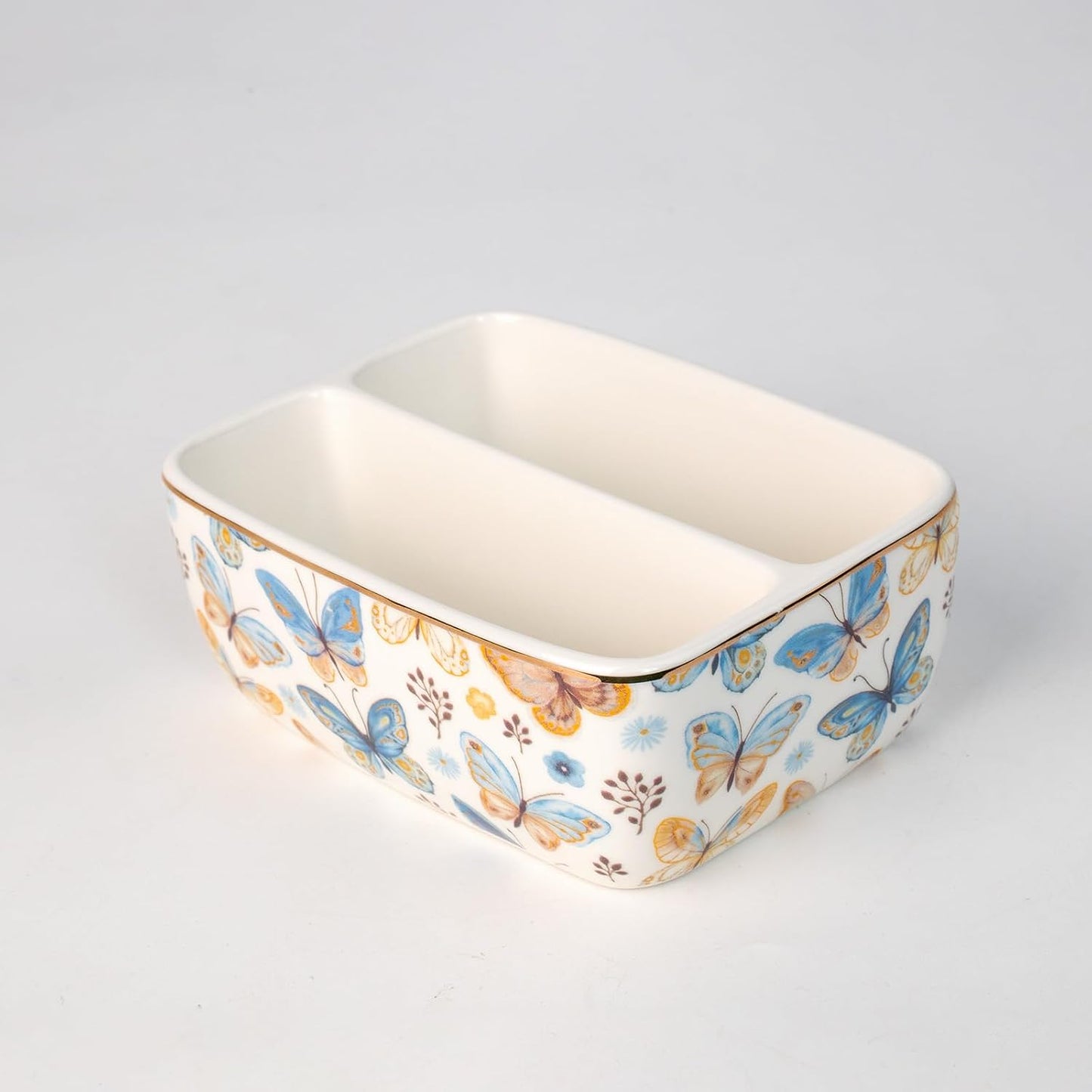 2 Compartments Ceramic Sponge Holder / Butterfly