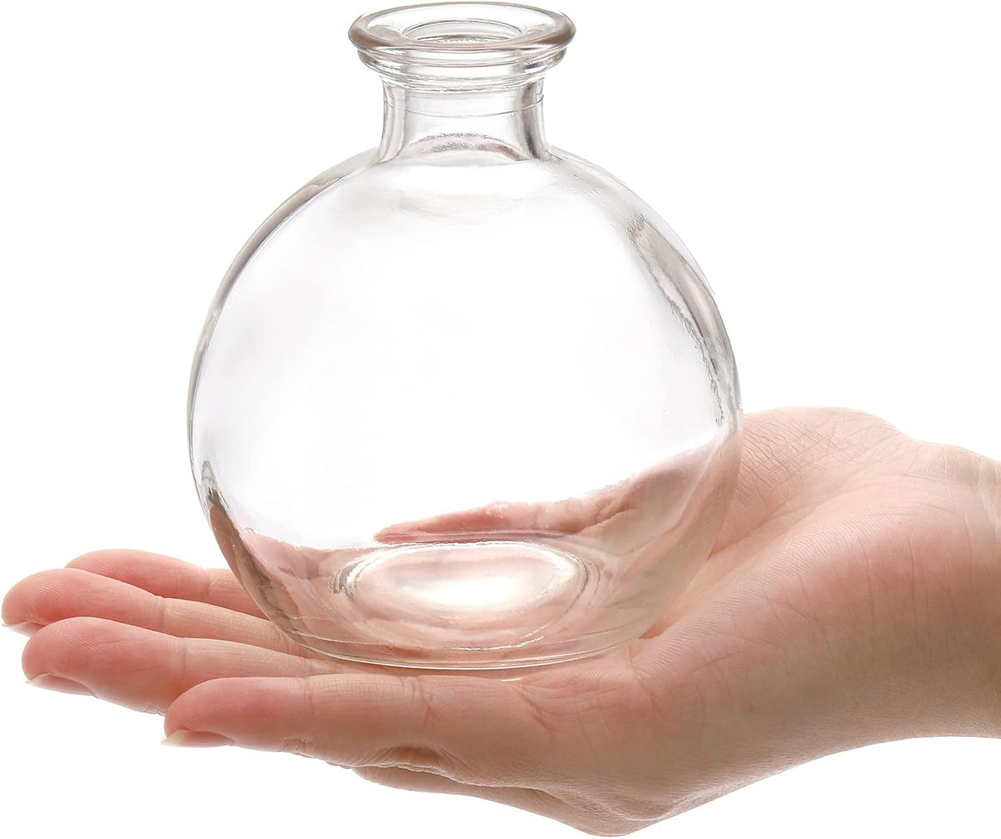 Small Glass Ball Bud Vase / Clear / Set of 12
