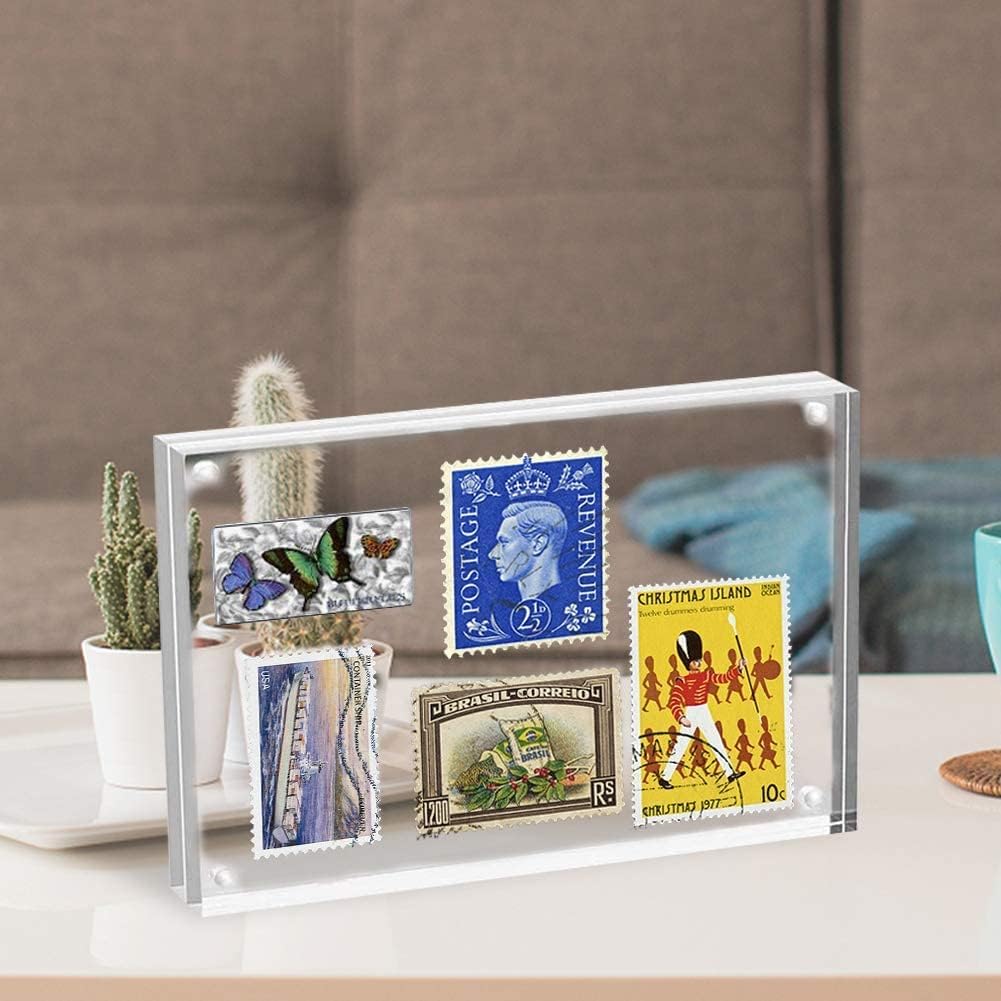 ILYXY 2 Pack Acrylic Frame 8x10, 20% Thicker, 24mm Thick Frameless Clear Picture Frame, Double Sided Magnetic Photo