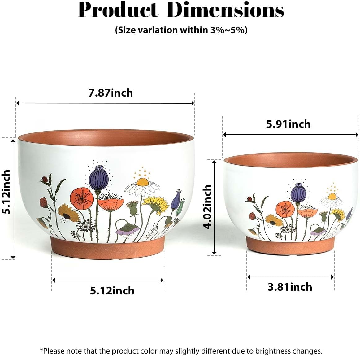 Planters / Flower Pots / 8+6 Inch / French Country / 8 Inch