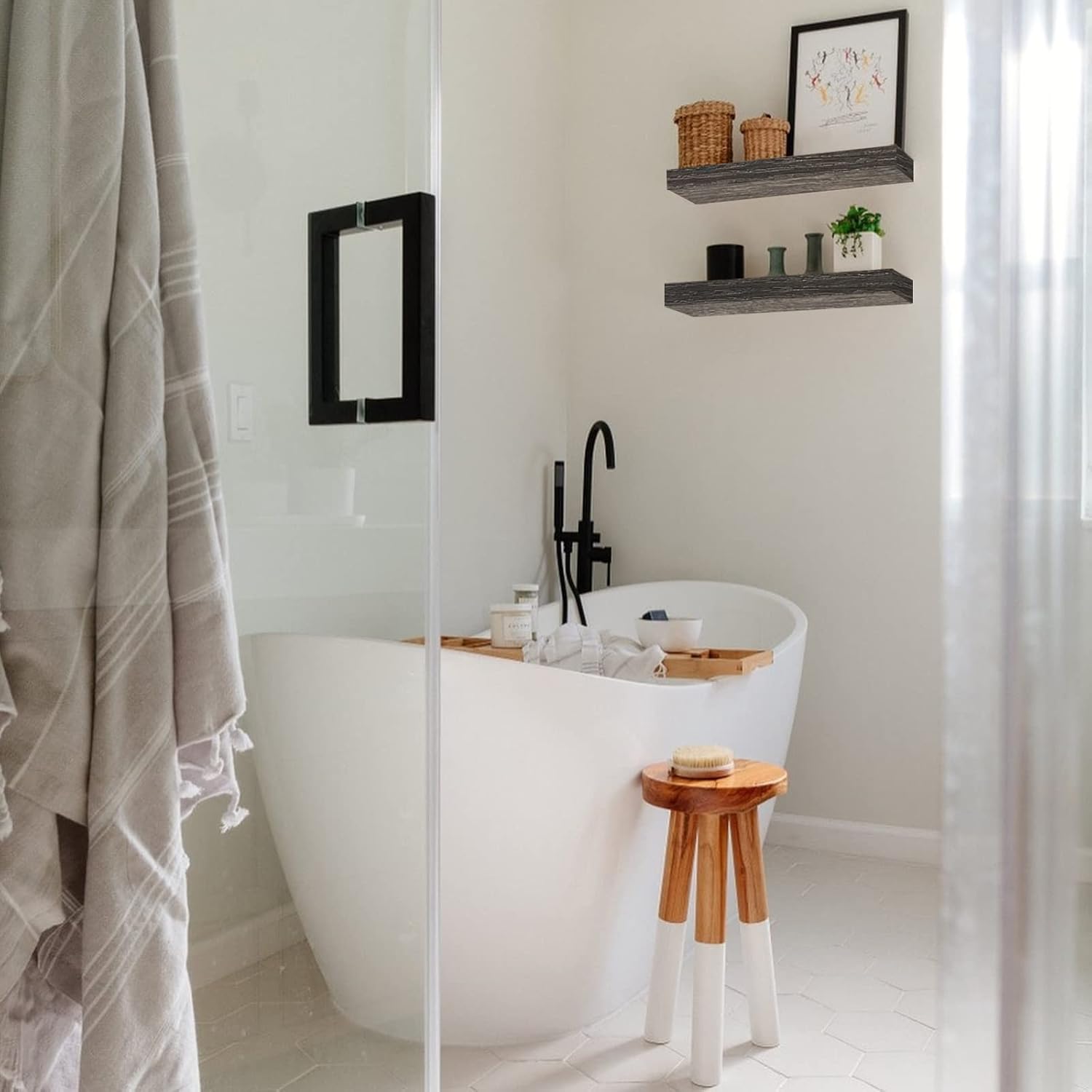 Bathroom Floating Shelves / 15.7 / Grey