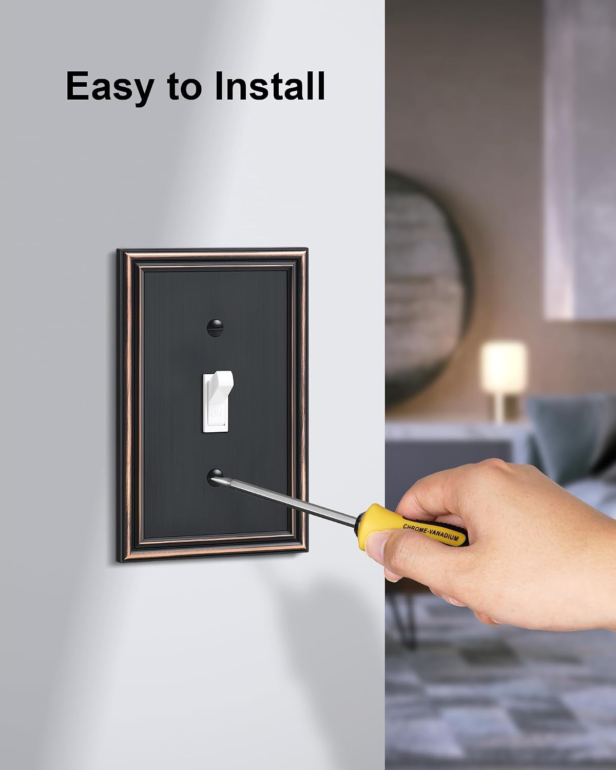 6-Pack Zinc Alloy Single Toggle Light Switch Cover Plate, Solid Wall Plate | Decorative Switch Plate Covers, Durable 1