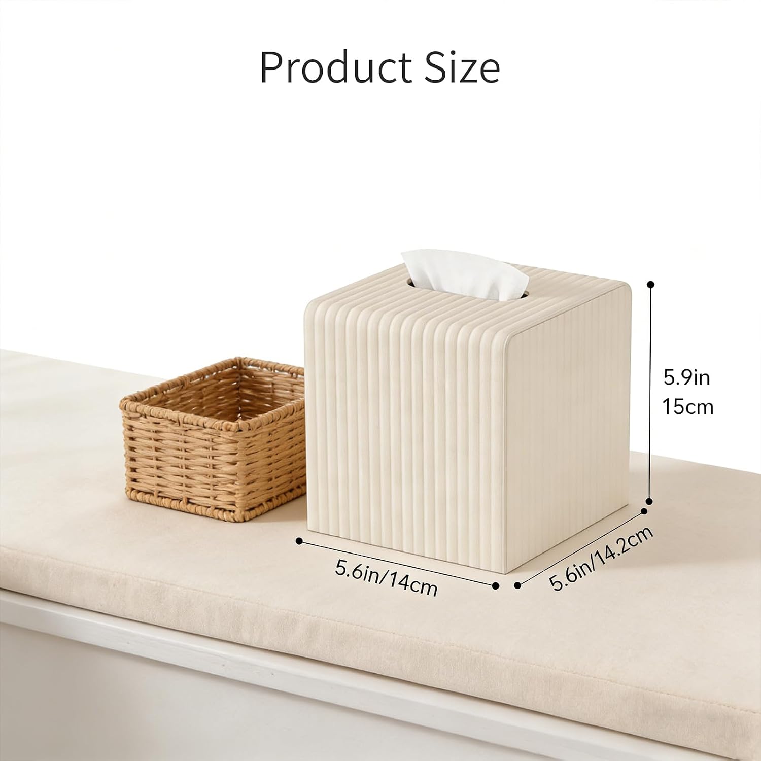 Modern Facial PU Tissue Holder Napkin Dispenser Accessories / Beige