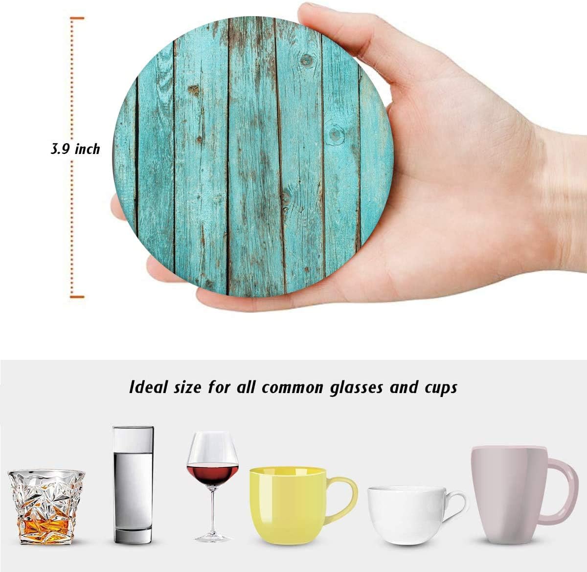 Cork Base and Metal Holder / Wood 3 / Set of 6