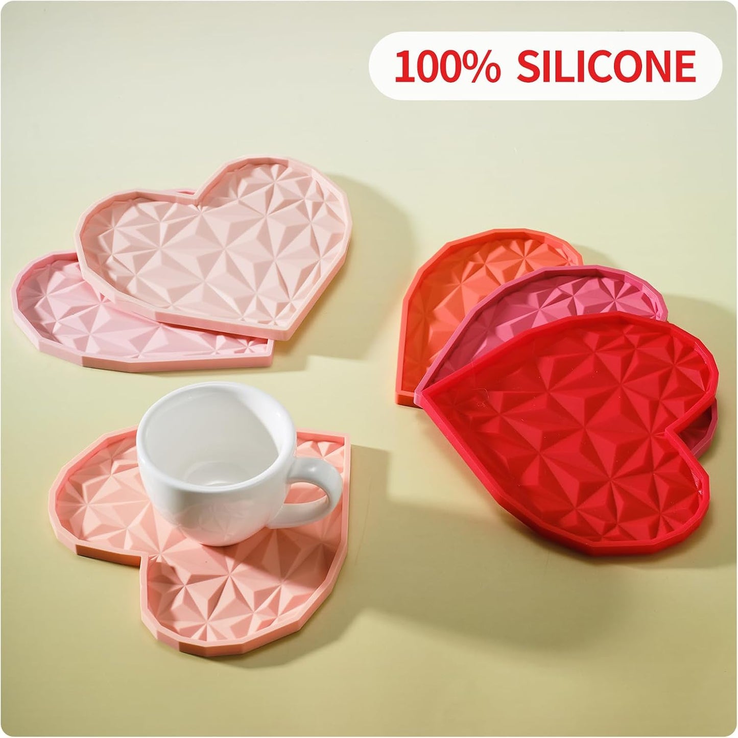 Silicone Drink Coasters Set / Gradient Pink / Set of 6