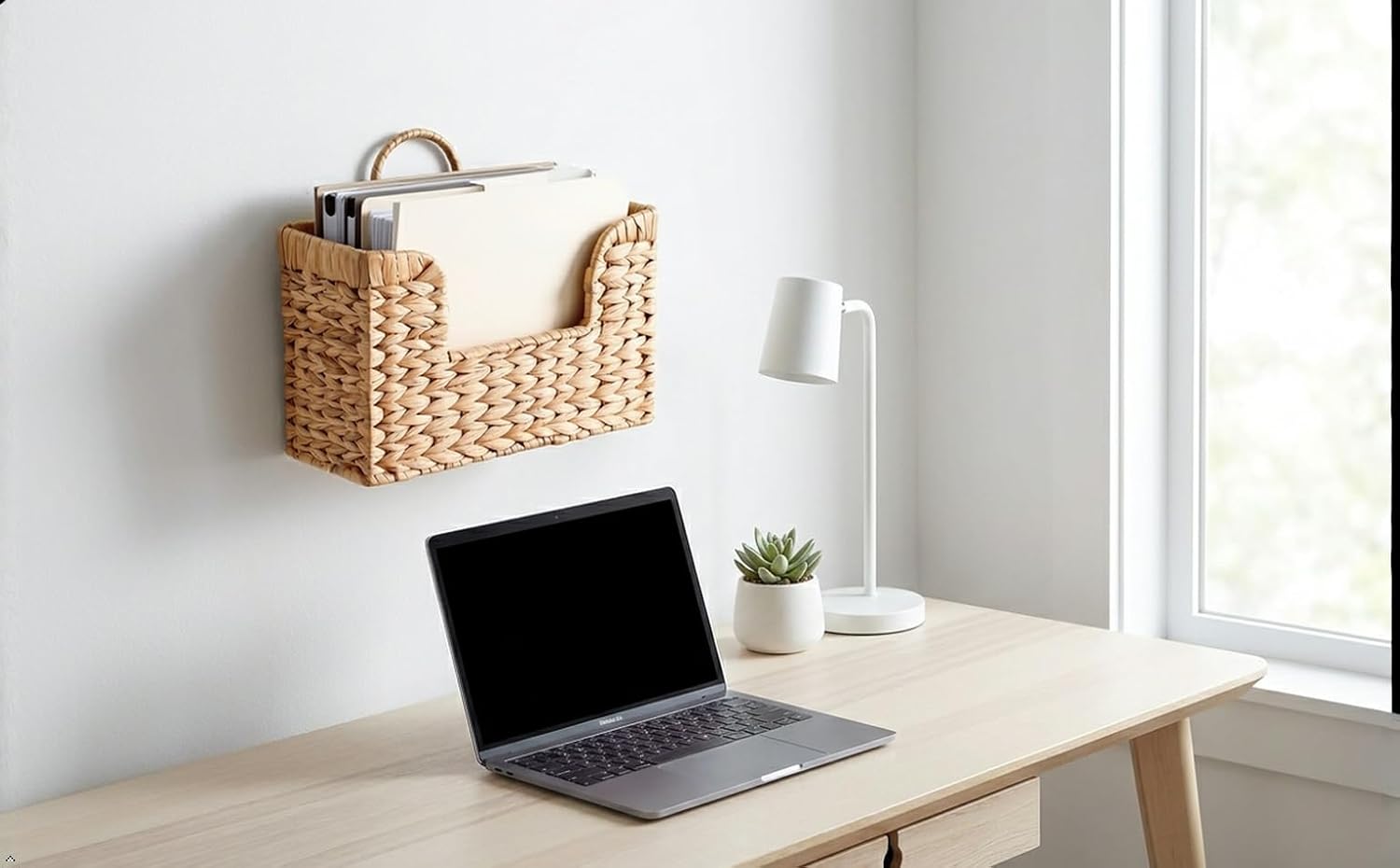 Wall Mounted Woven Magazine Basket