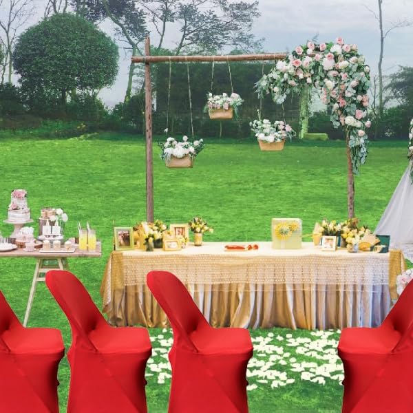 HAINARverS Folding Chair Covers for Wedding, 10pcs Red
