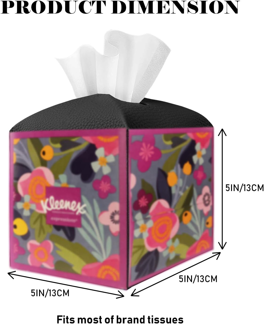 Tissue Box Cover Holder Square Tissue Cube Cover PU Leather Tissue Organizer / Black / Set of 2