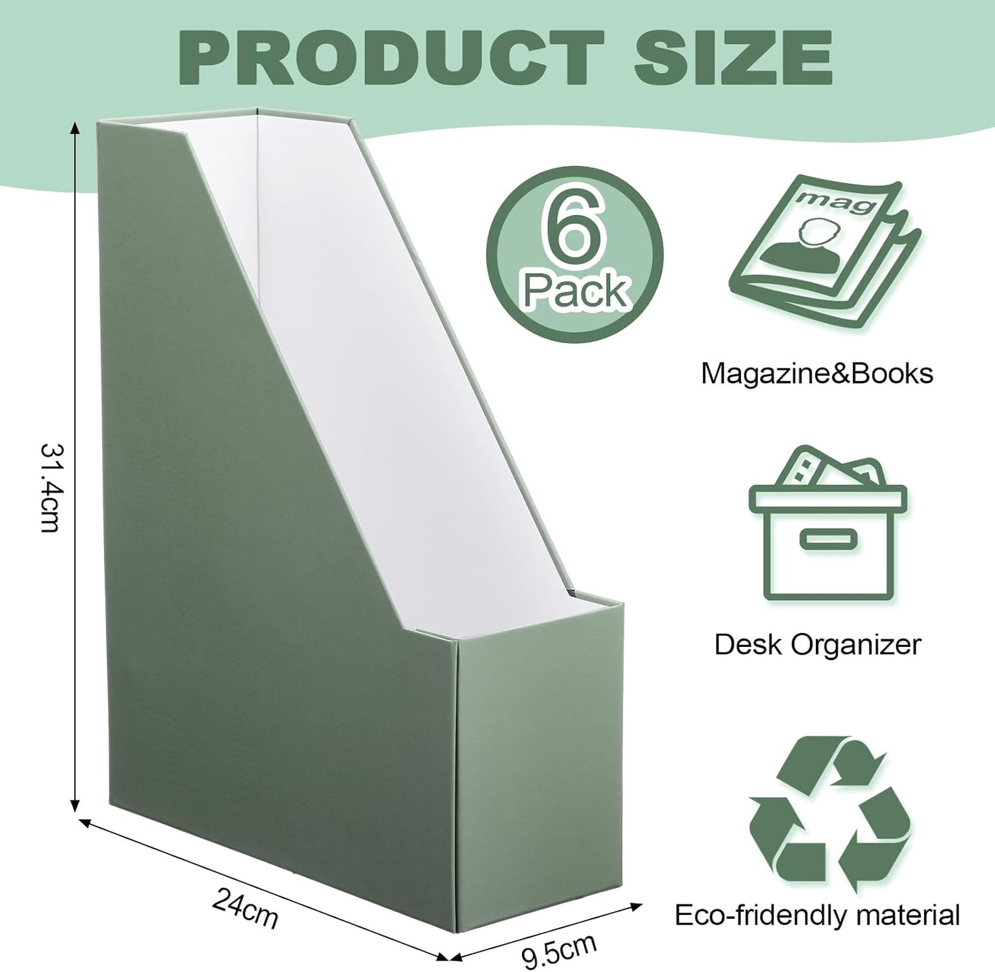 Feifeiya Magazine Holder Set of 6 Sturdy Cardboard Magazine File BOY7116 Beautiful Desk Book Organizer and Storage Box