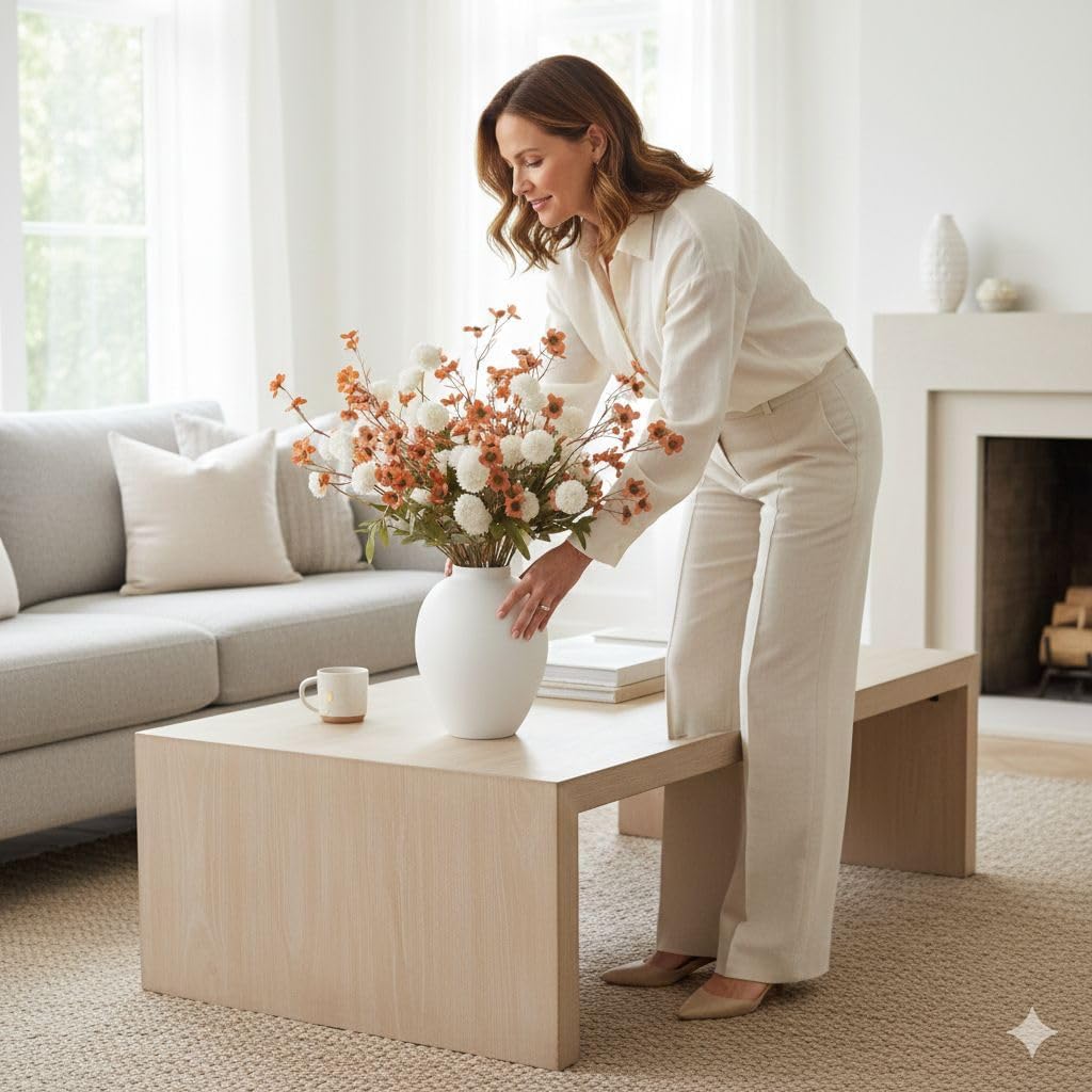 SilkSerenade Ella White Matte Flower Vase / Matte White