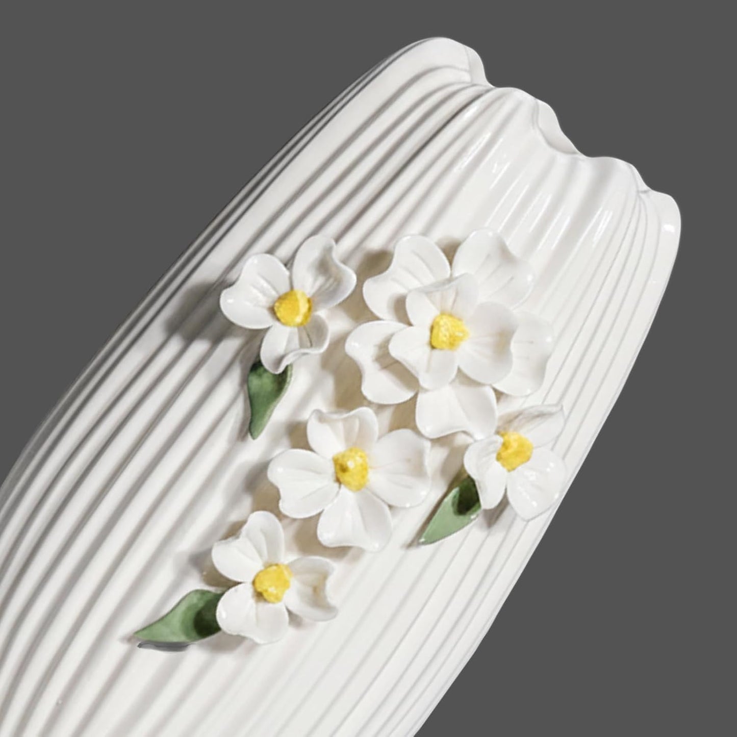 Modern Boho Vases for Centerpieces / White and Yellow / 9 Inch