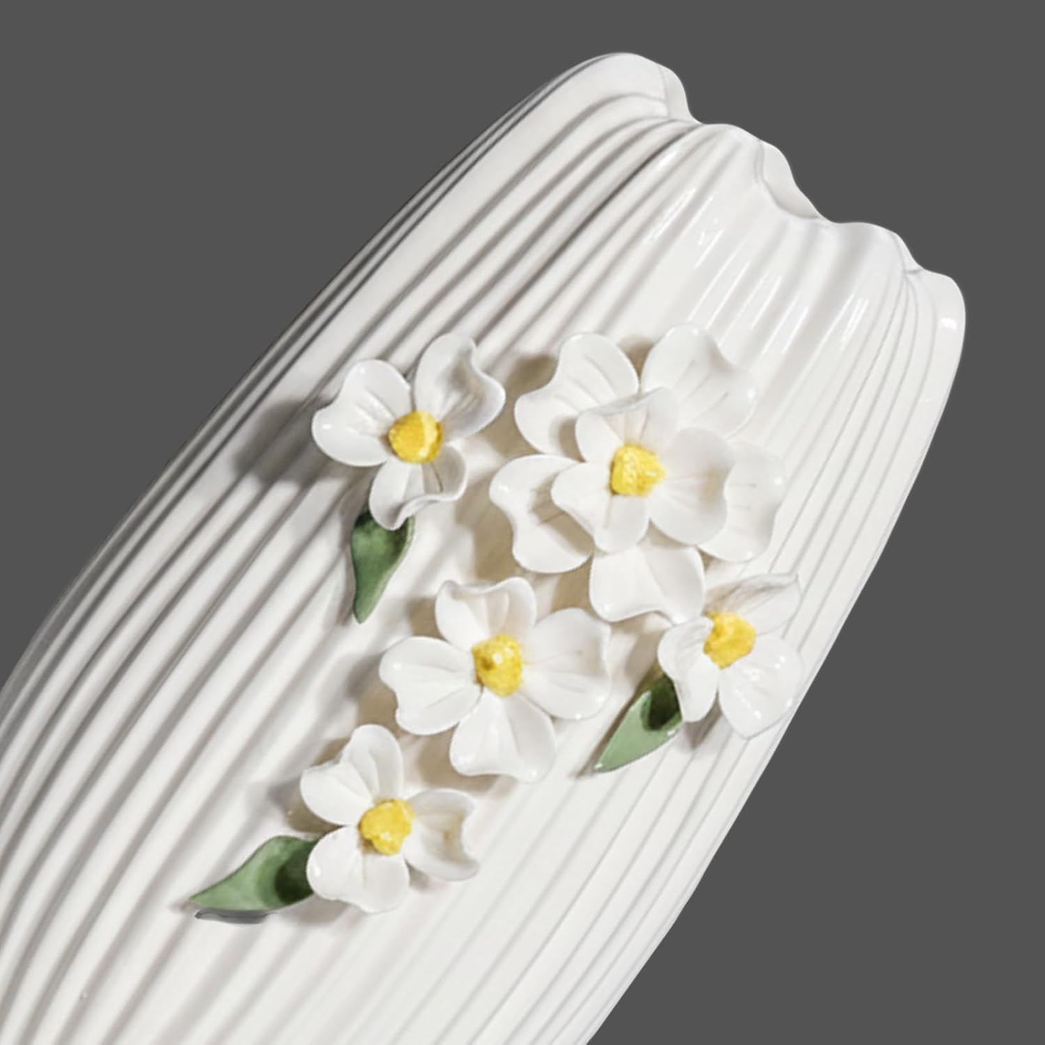 Modern Boho Vases for Centerpieces / White and Yellow / 9 Inch