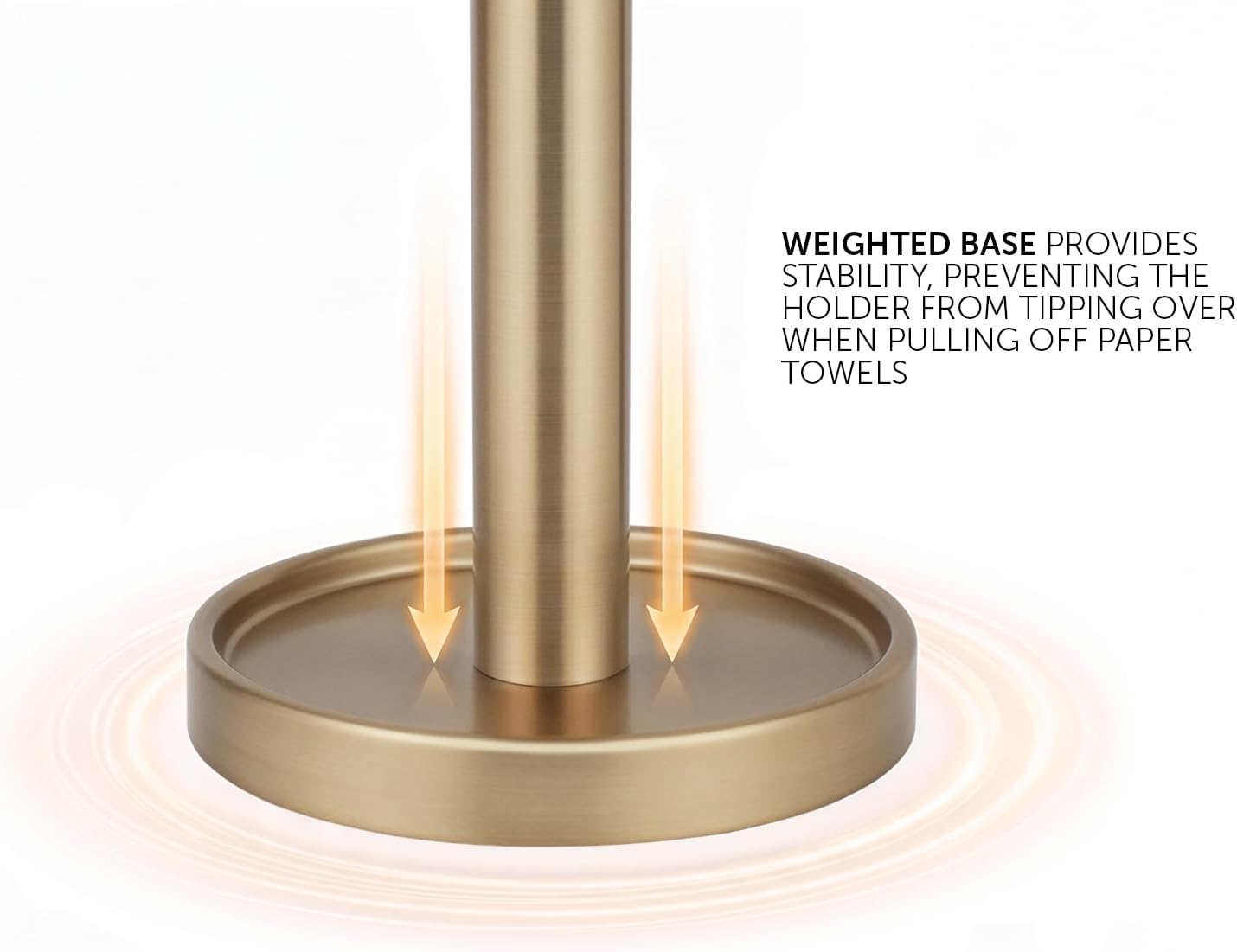Ivilon Countertop Paper Towel Stand - Steady and Easy Tear - Fits All Paper Towel Rolls - Warm Gold