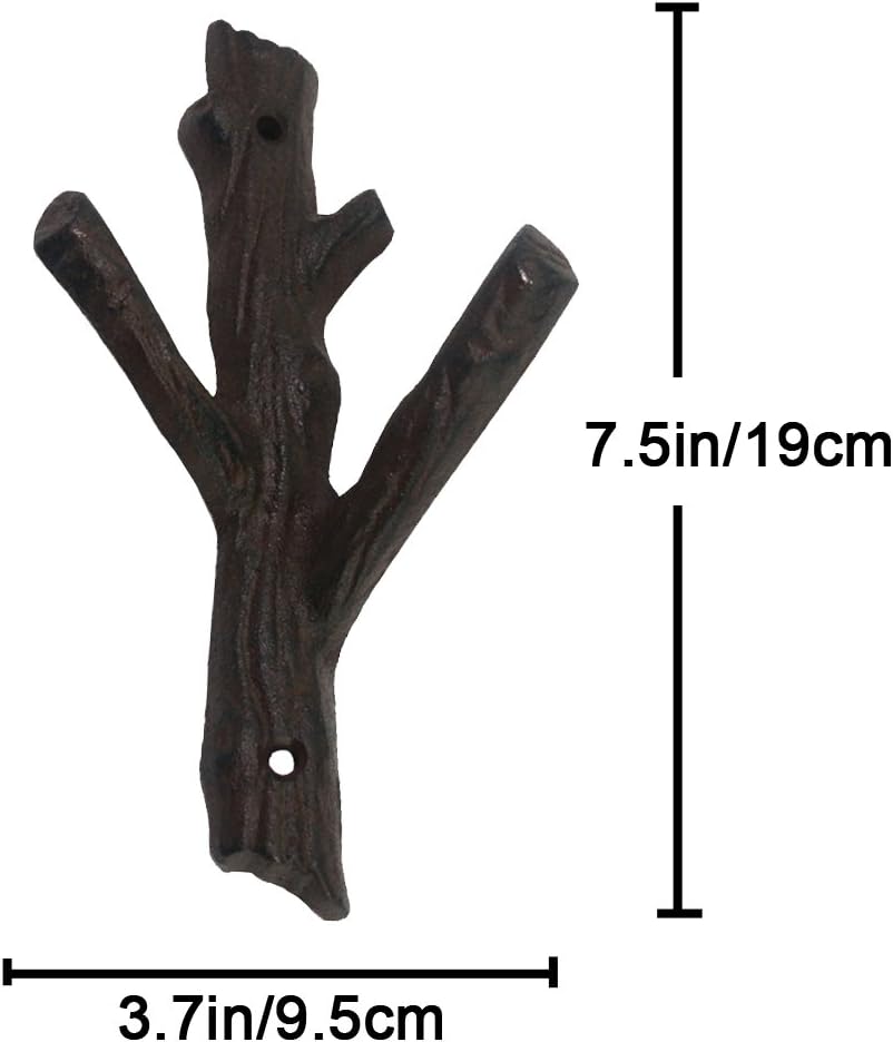 Decorative Branch Cast Iron Wall Hooks/Hanger/Heavy Duty Home Storage Rack / Brown / Set of 2