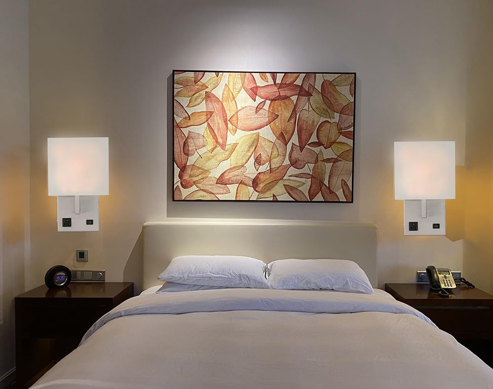 HomeFocus - Bedside Wall Light with Outlet,Wall Lamp,Wall Sconces,Wall Lamp for Bedroom,Living Room,Wall Light for Home