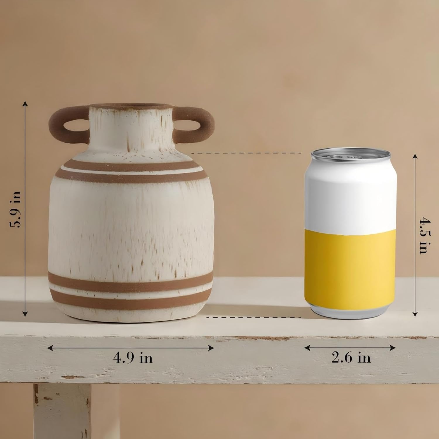 Ceramic Rustic Farmhouse Vase / 5.9 Inch-2 / 5.9 Inch