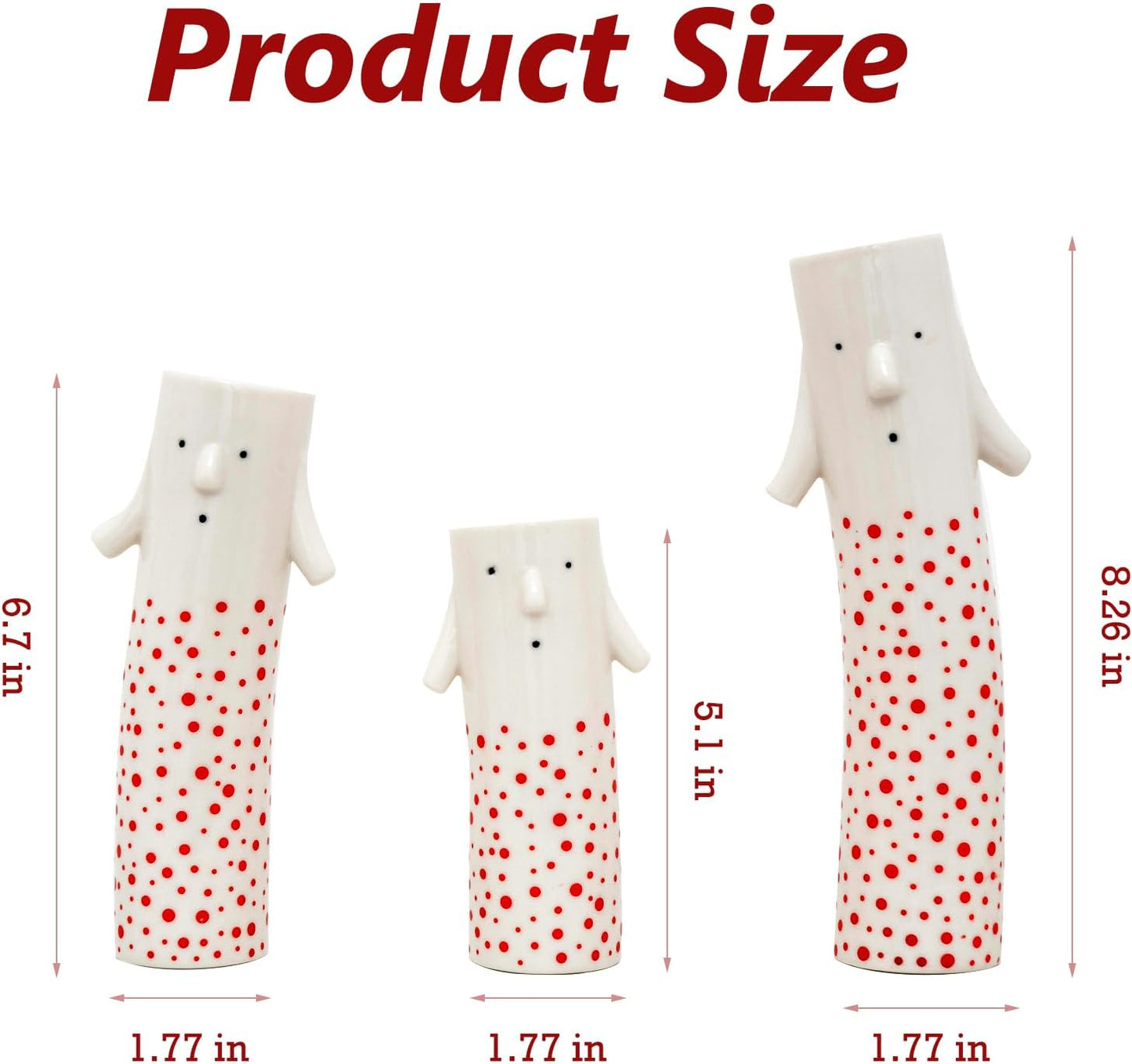 Handmade Ceramic Bud Vases for Pretty Flowers / Family Vase Red / Set of 3
