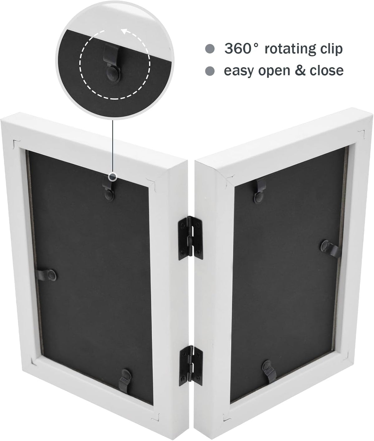 Frametory, 5x7 Double Picture Frame White, 10 Pack | Real Glass Front, Hinged 2 Photos Collage, Side by Side Standing