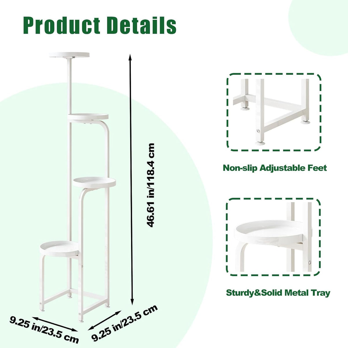 IINGIORDAR Plant Stand Indoor Outdoor Corner Tall Plant Shelf 4 Tier Metal | Space-saving Tiered Design Displays