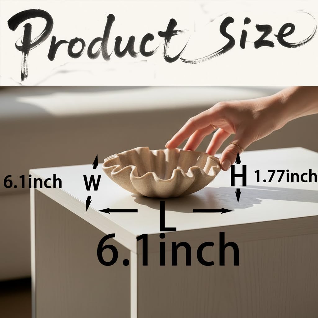 Handicraft Scalloped Bowls for Modern Home Decor / Beige / 6.1inch