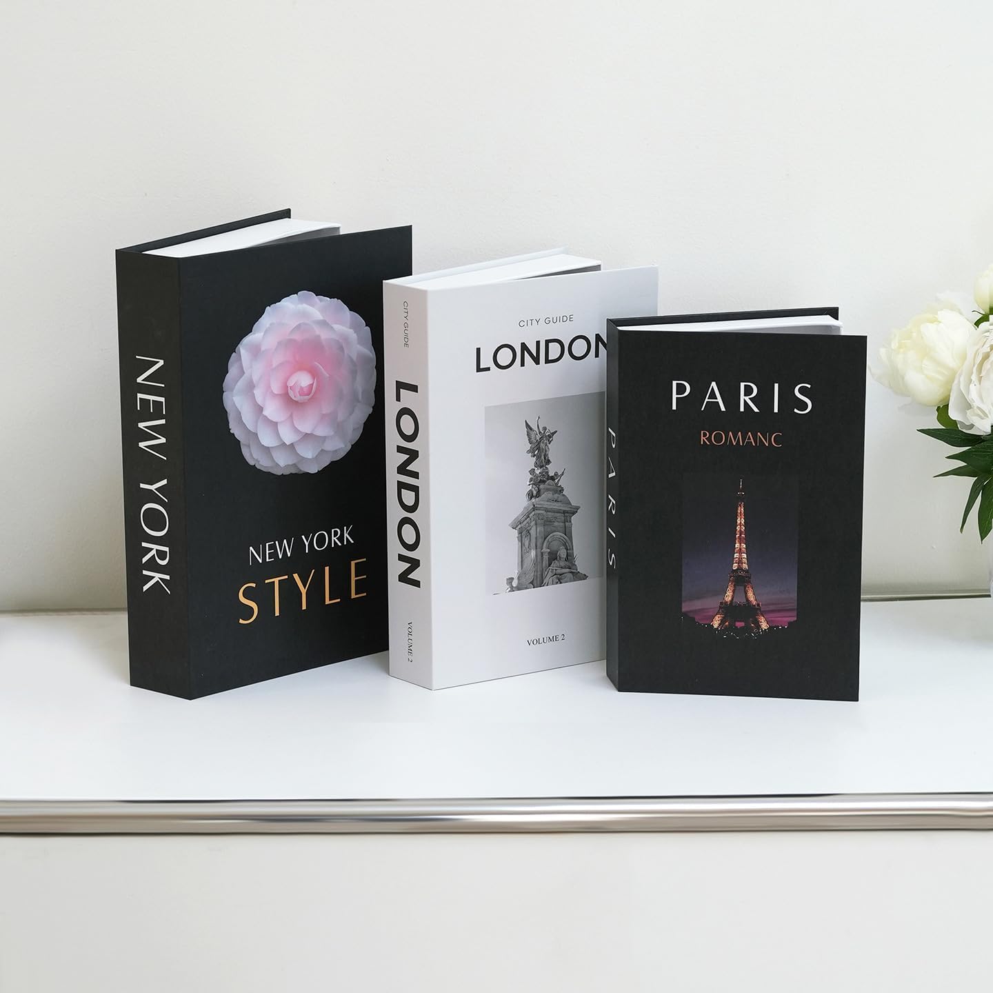 3 Faux Book Storage Boxes