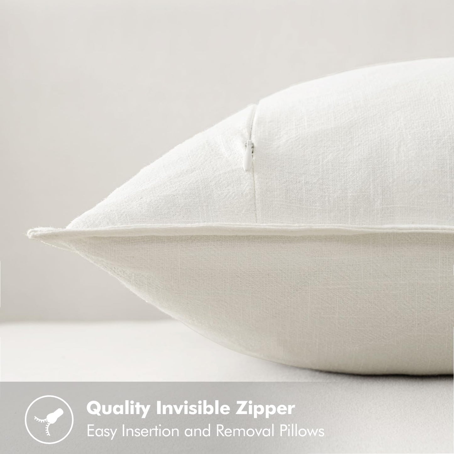 Linen Pillow Covers Soft and Stylish / 18 x 18 / Cream White / Set of 2