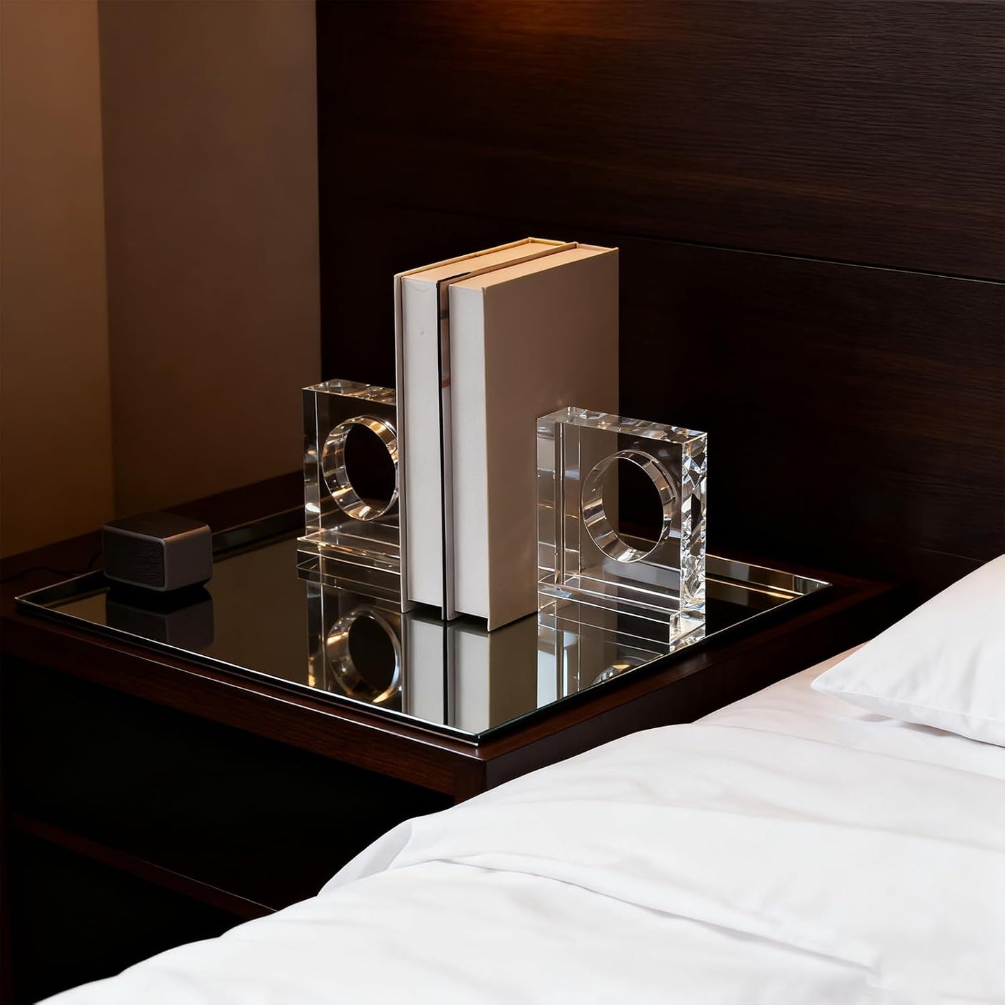 Handmade Crystal Bookends Square / Clear