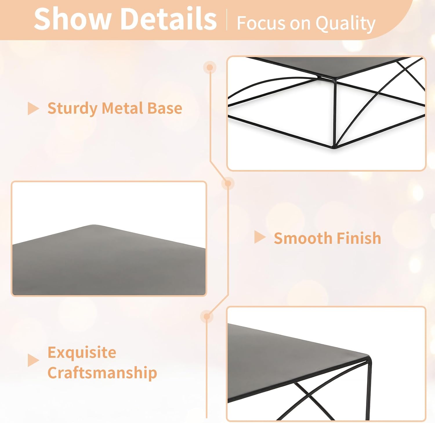Cake Stand Cupcake Display Metal Dessert Pedestal Stands Food Riser Display Plate / Black / 8.2 Inch