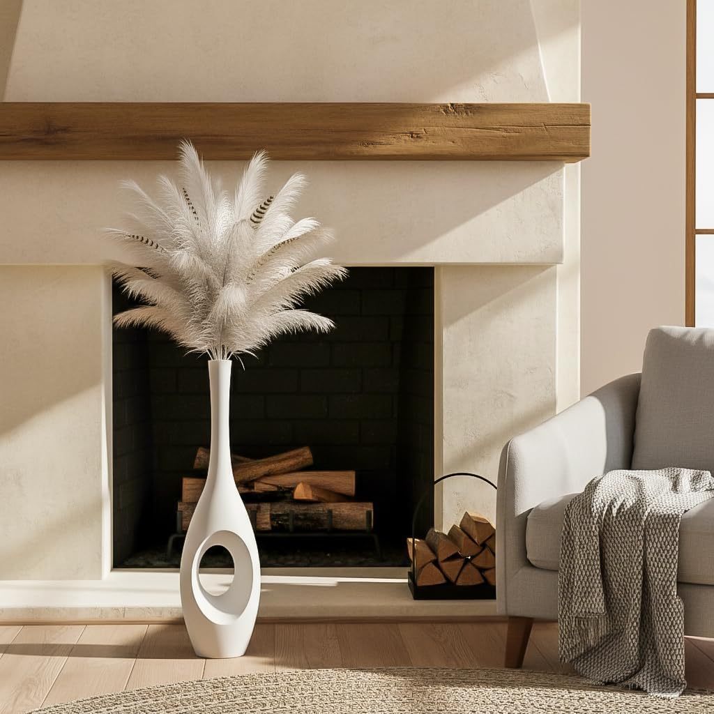 Modern Tall Decorative Vases / White / 23.6in
