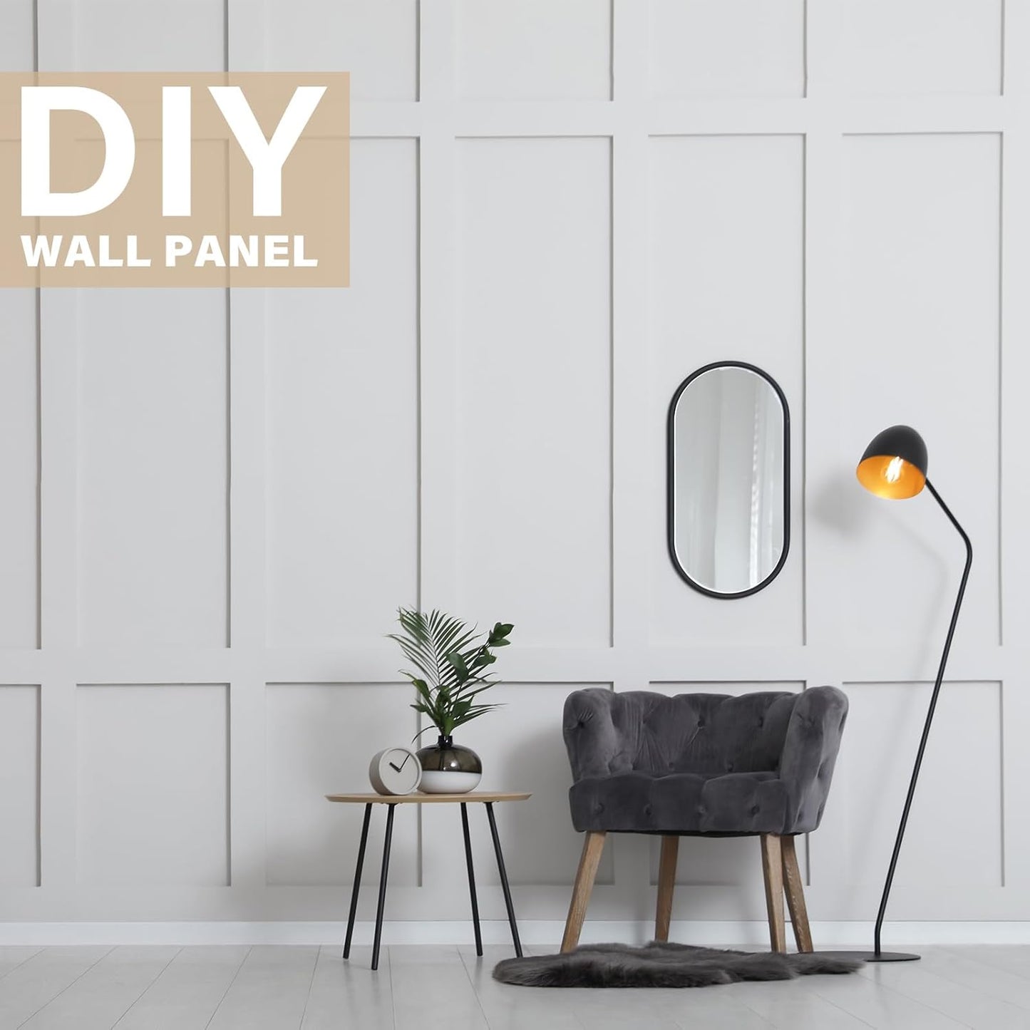 in Mdf Board and Batten Wall Panel Kit Premade Wainscoting Panels / 94.5 x 47.2 / Set of 2