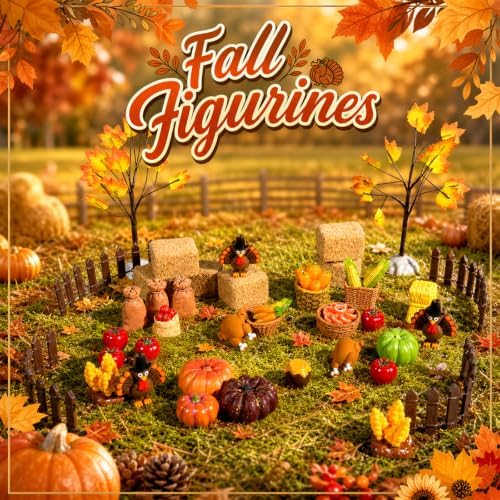 Warmtree Fall Resin Figures, 44 Pcs Thanksgiving Miniatures