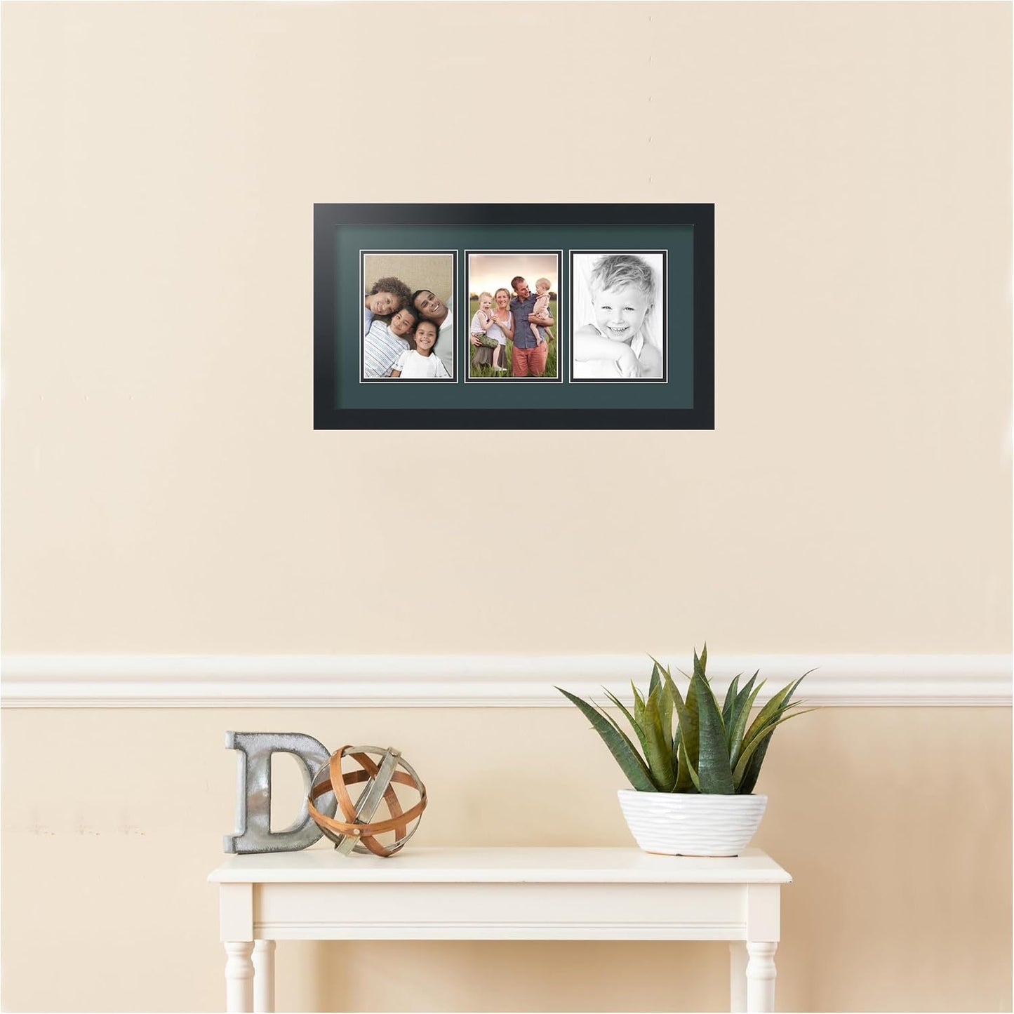 ArtToFrames Collage Picture Frame 3 Opening 3-5x7 Photo Frame | Made in USA | Black Frame Evergreen and Black Mats