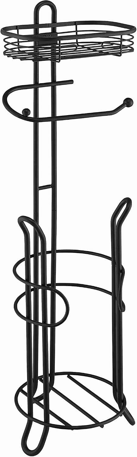 SunnyPoint Bathroom Heavyweight Toilet Tissue Paper Roll Storage Holder Stand with Reserve and Shelve, The Reserve Area