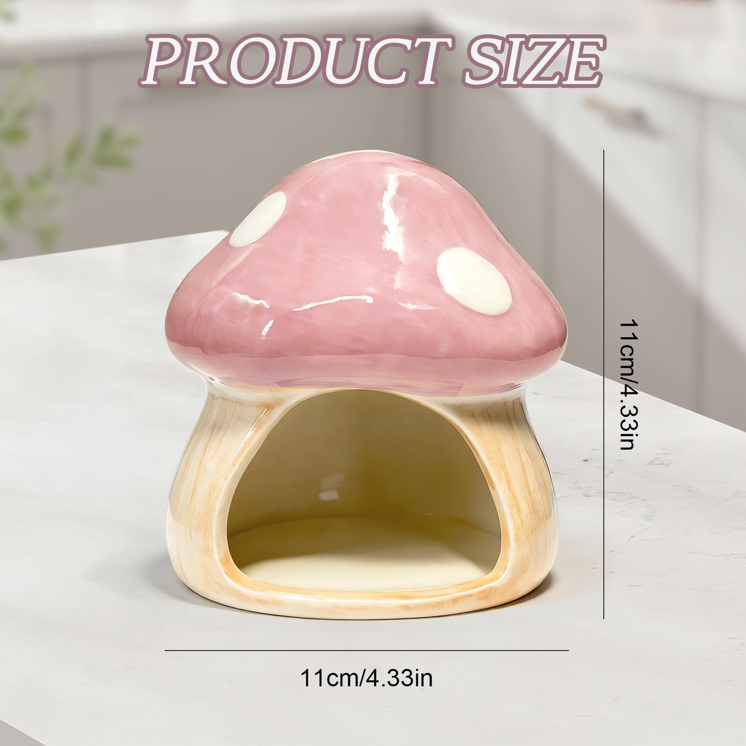 4.33'' x 4.33'' Ceramic Mushroom House Aquarium Decor / Pink