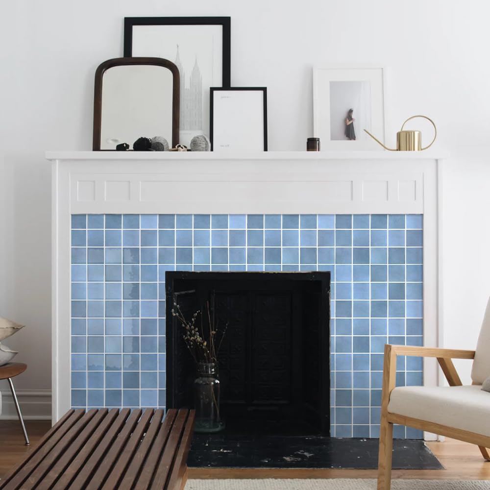 Textured Speckles Peel and Stick Backsplash Tiles- of -3D Adhesive / Gray/blue / 12 x 12 / Set of 10