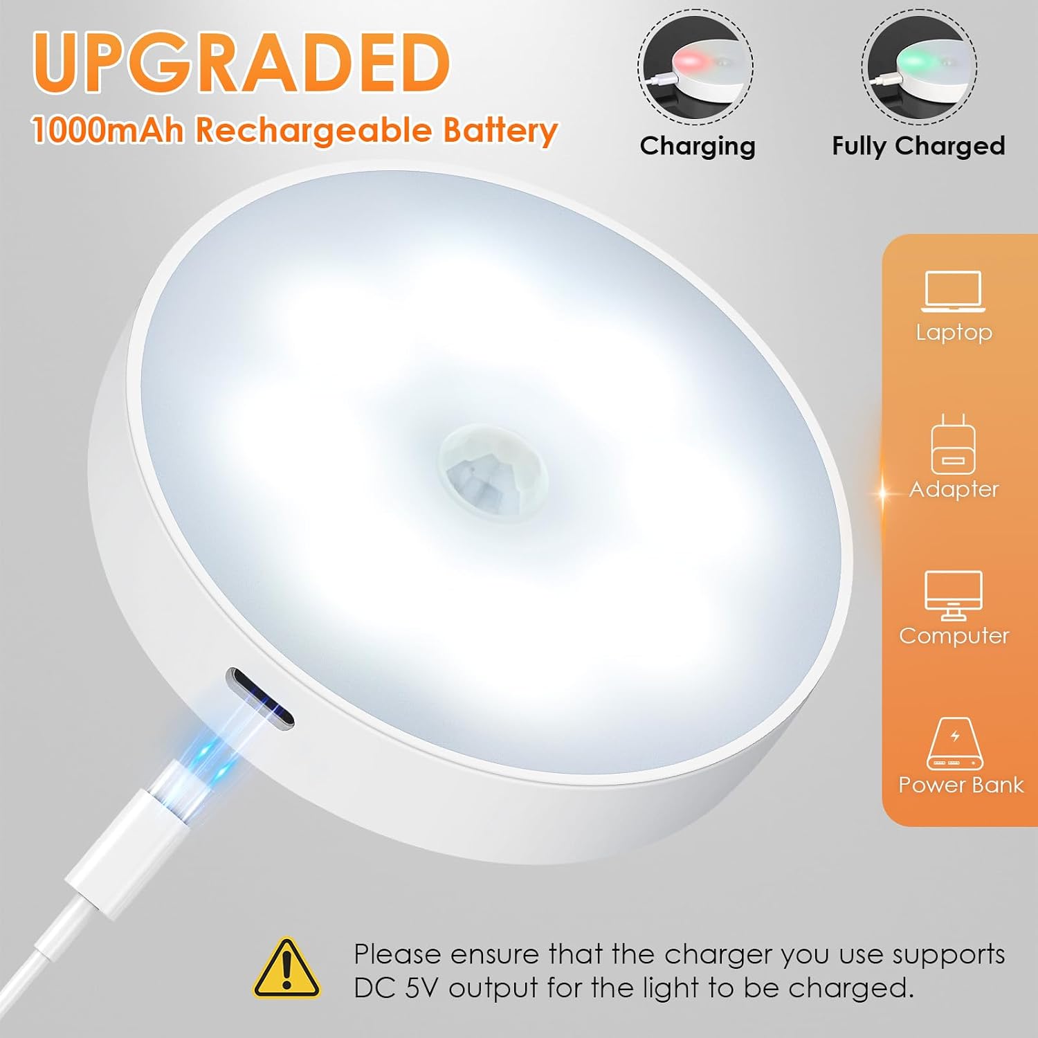 Motion Sensor Puck Light with Remote, Warm White, 8-Pack | Wireless Dimmable, Under Cabinet Lights, Rechargeable
