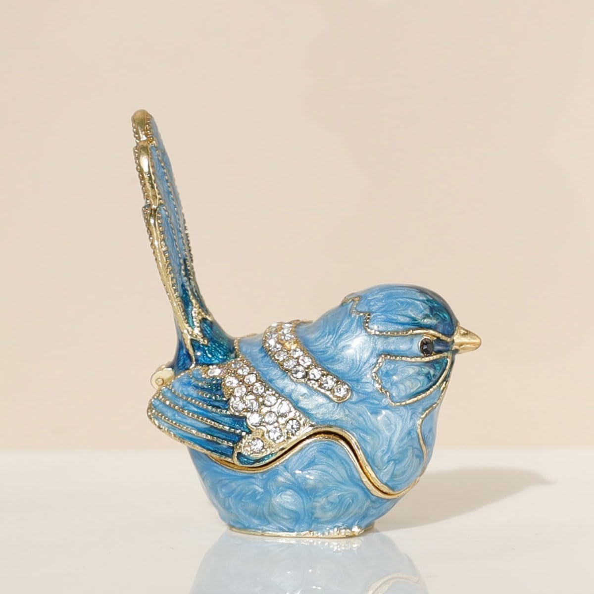 Adorned Mini Jewelry Organizer for Rings & / Trinket Box-b / Blue