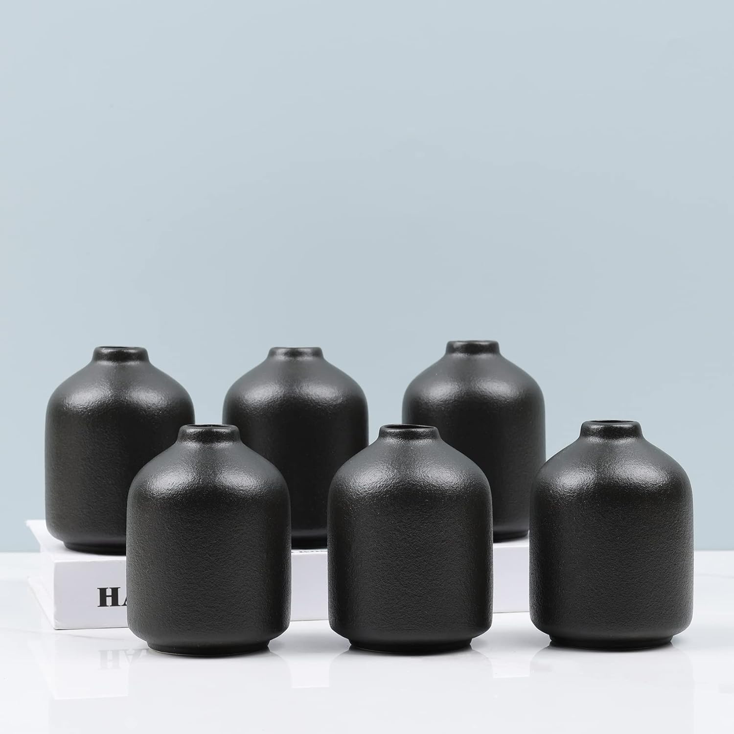Ceramic Bud Vases / Small / Matte Black / Set of 6