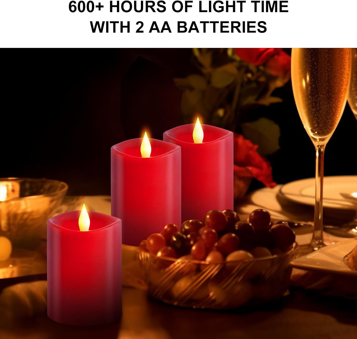 3x4 Flickering Flameless Candles Set of 3,Real Wax Pillar led Candles Flickering,4 inch Flameless Candles with