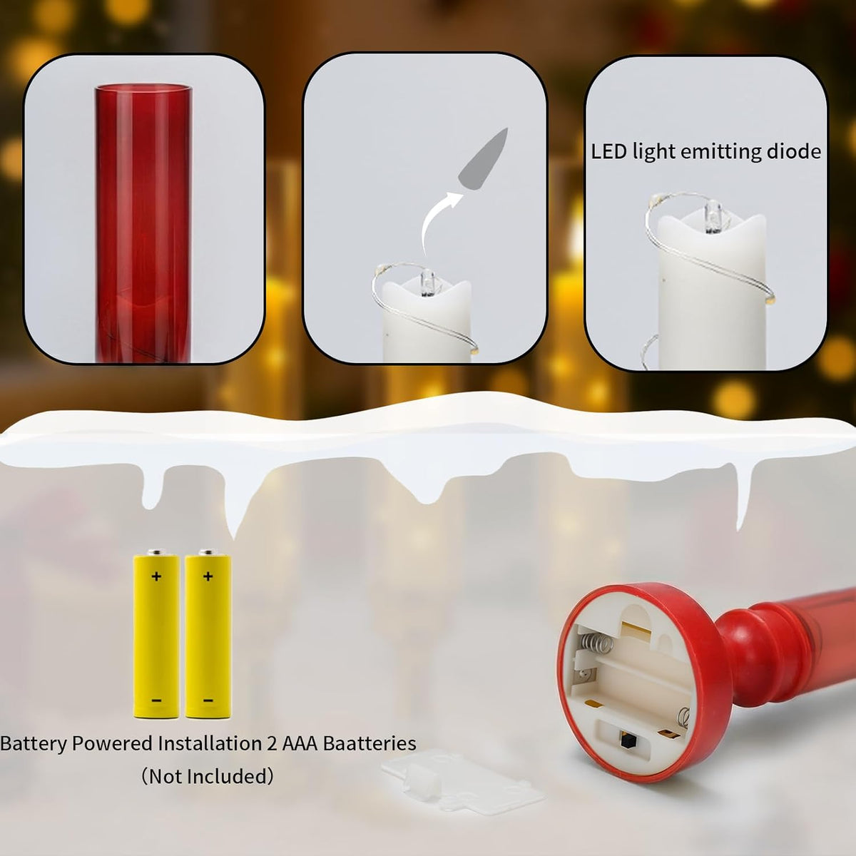 6 PCS Flameless Candles with Timer, Flickering Flameless LED Pillar Candles for Romantic Ambiance with Embedded Star