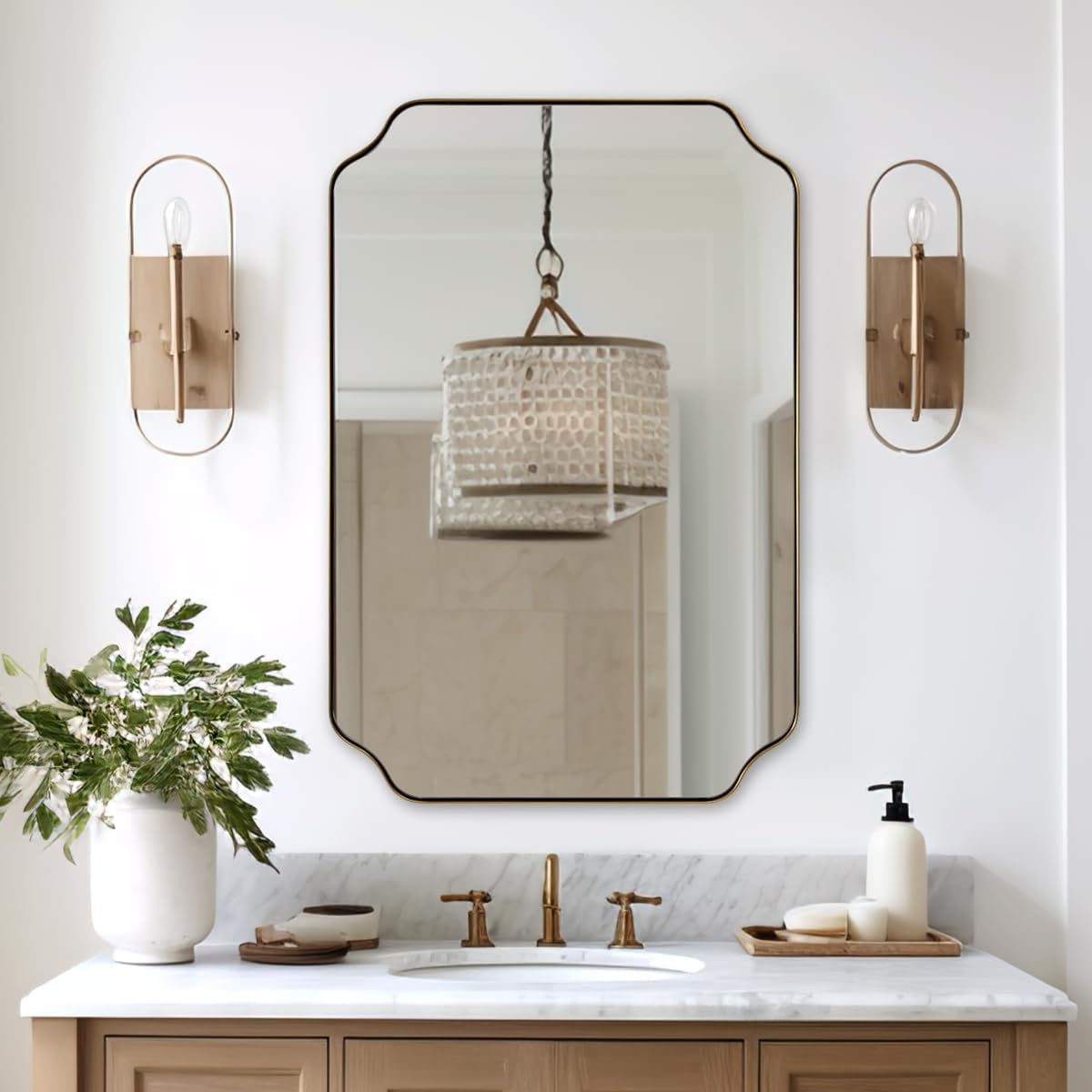 30 Inch Gold Round Bathroom Wall Mirror, Round Mirrors for Wall Decor, Circle Mirror for with HD Shatter-Proof Glass