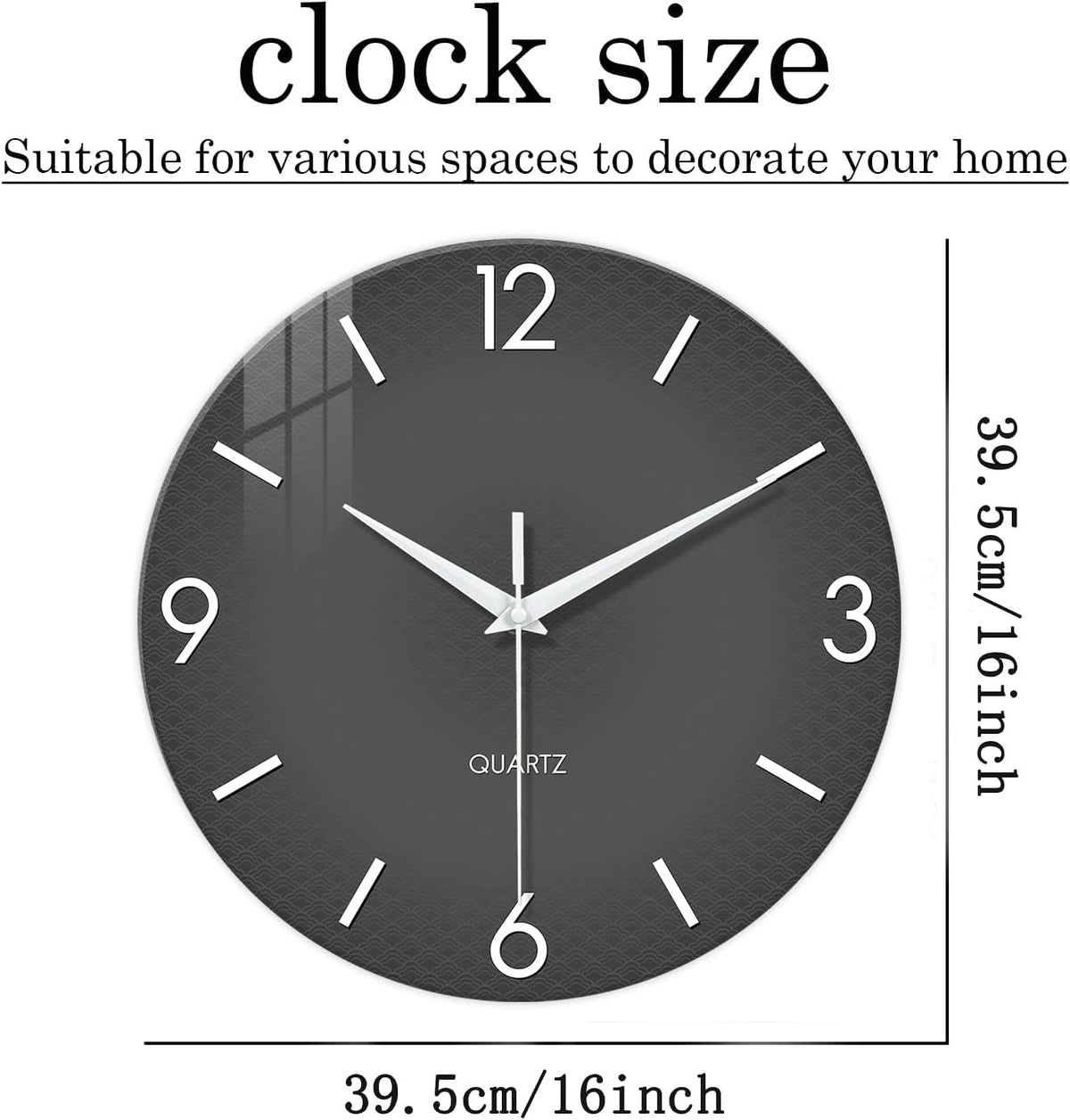XFM 16 Inch Large Minimalist Wall Clocks Battery Operated Grey | Silent Non-Ticking Battery Operated Gray Modern Simple