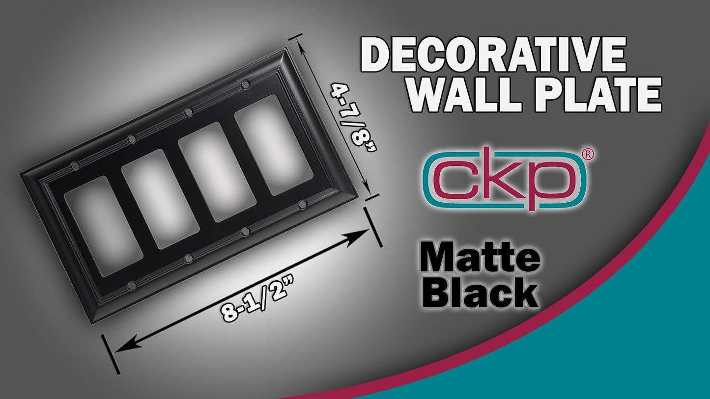 Cool Knobs and Pulls (CKP) Impressions Collection, 31201 Decorative Quad Rocker Wall Plate/Outlet Cover, Long Lasting
