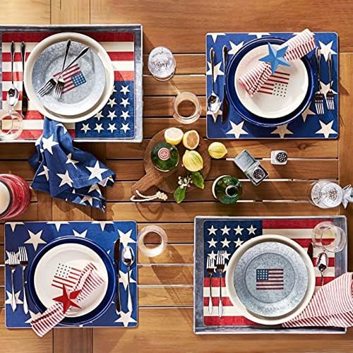 Patriotic Star Napkin Rings Set of 12, 4th of July Colorful Star Napkin Ring Holder or Independence Day, Presidential Election Day, Memorial Parties Table Celebration