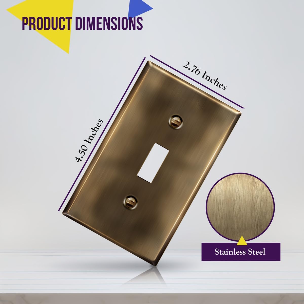 ENERLITES Toggle Light Switch Metal Wall Plate, Stainless Steel Switch Cover, Corrosion Resistant, Standard Size 1-Gang