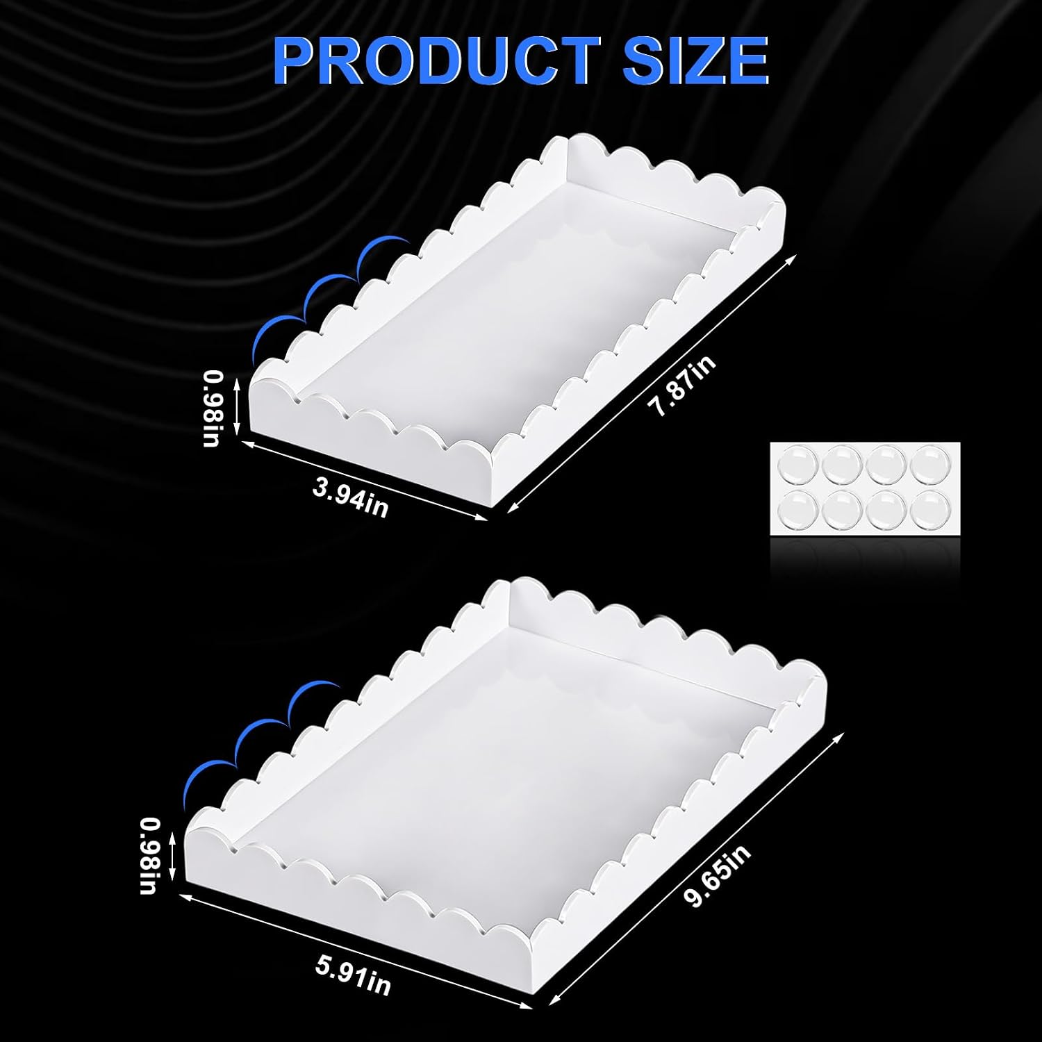 Soap Dispenser Decorative Scalloped Tray / White - Small and Large / Set of 2