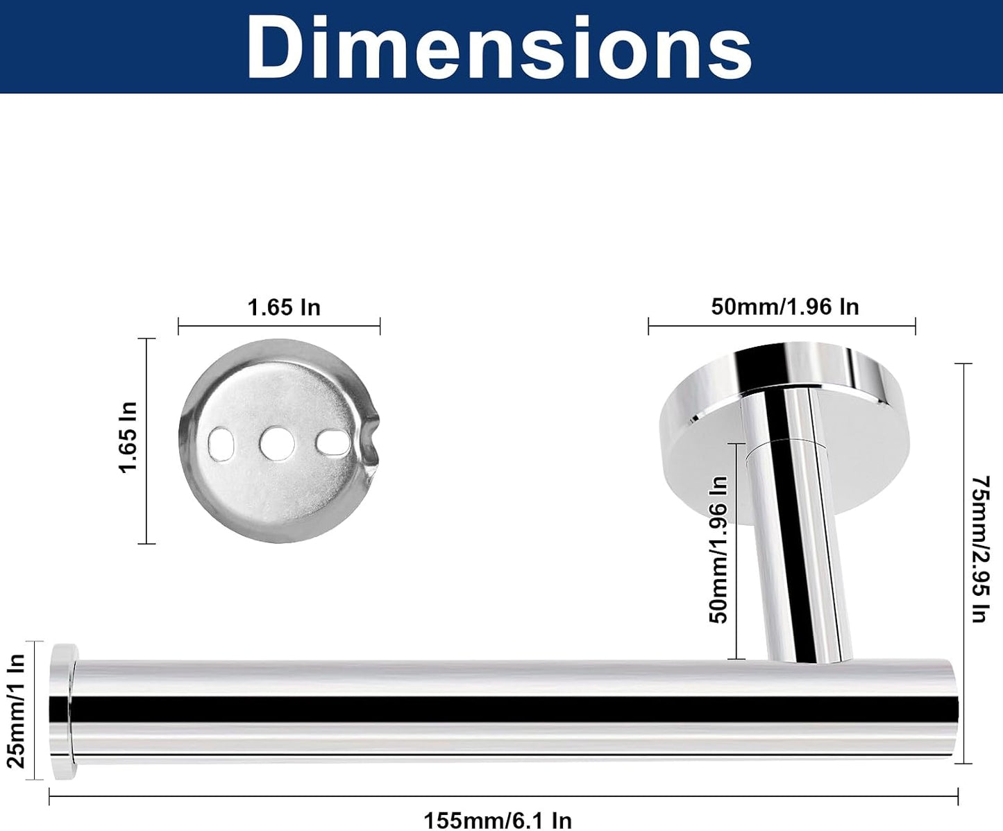 NearMoon Bathroom Toilet Paper Holder, Premium SUS304 Stainless Steel Rustproof Wall Mounted Toilet Roll Holder for