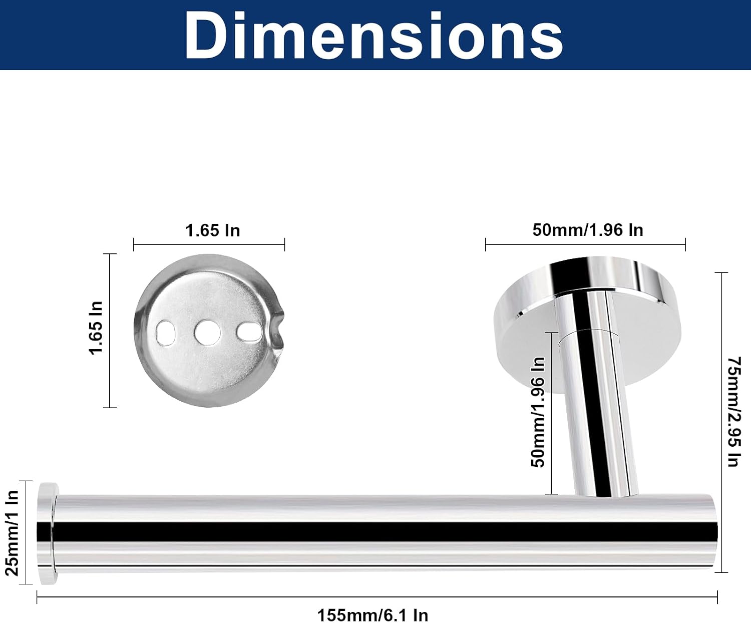 NearMoon Bathroom Toilet Paper Holder, Premium SUS304 Stainless Steel Rustproof Wall Mounted Toilet Roll Holder for